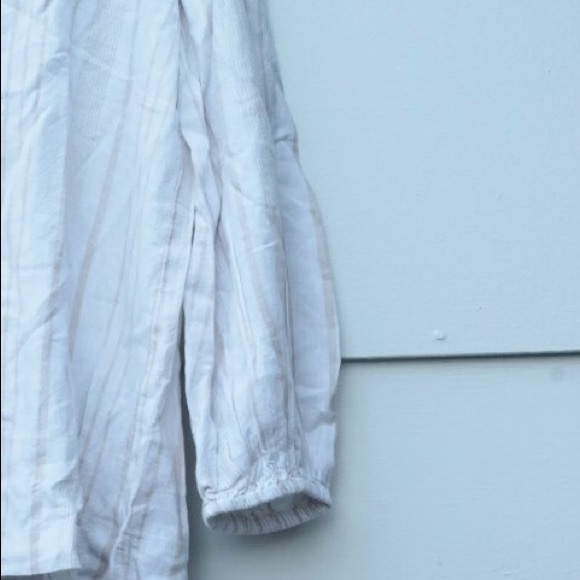 Loft Outlet Striped Top Blouse Front Button V Neck - Picture 5 of 6